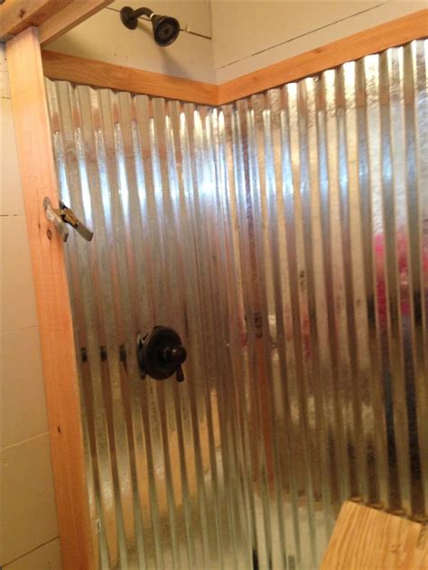 sheet metal shower surround|shower corrugated metal trim.